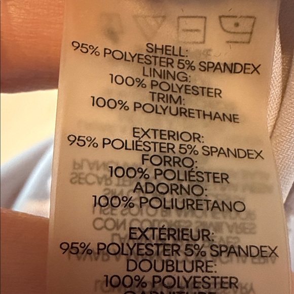 Calvin Klein Faux Black Leather V Neck Beige Blouse - Picture 4 of 12